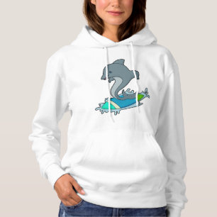 Dolpin als Surfer mit Surfboard Hoodie