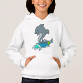 Dolpin als Surfer mit Surfboard Hoodie (Vorderseite)