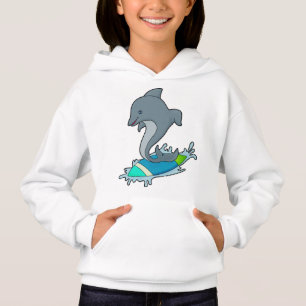 Dolpin als Surfer mit Surfboard Hoodie