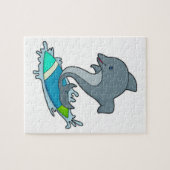 Dolpin als Surfer mit Surfboard Puzzle (Horizontal)