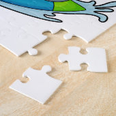 Dolpin als Surfer mit Surfboard Puzzle (Seite)