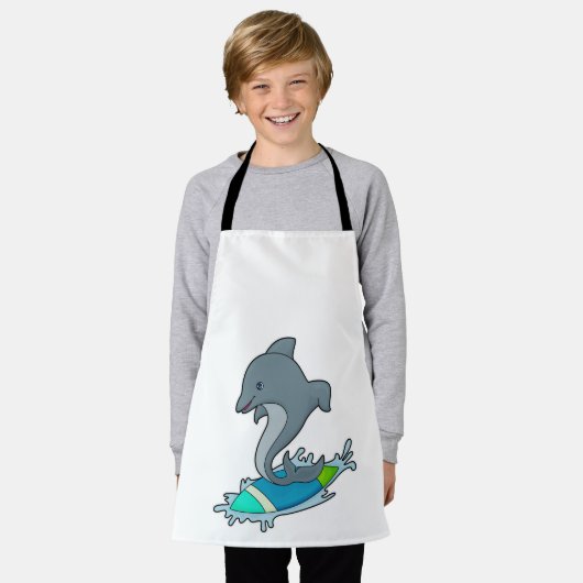 Dolpin als Surfer mit Surfboard Schürze (Getragen)