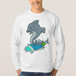 Dolpin als Surfer mit Surfboard T-Shirt