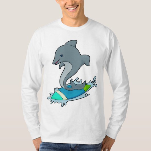 Dolpin als Surfer mit Surfboard T-Shirt (Vorderseite)