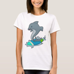 Dolpin als Surfer mit Surfboard T-Shirt