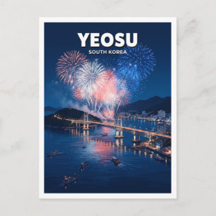 Dolsan-Brücke und Yeosu-Hafen Südkorea Reise Postkarte