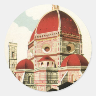 Dom in Florenz, Florenz, Italien, Vintage-Reisekun Runder Aufkleber