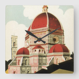 Dom in Florenz, Italien, Vintage-Reise-Kunst Quadratische Wanduhr
