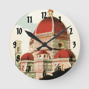 Dom in Florenz, Italien, Vintage-Reise Kunst Runde Wanduhr