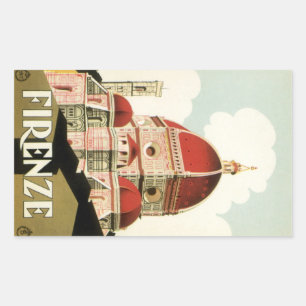 Dom in Florenz, Italien, Vintage Reisekunst Rechteckiger Aufkleber