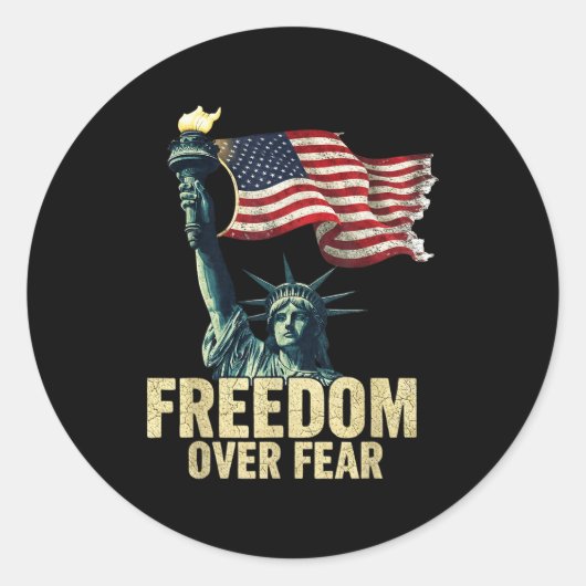 Dom Over Fear Statue Of Liberty Flag Graphic Runder Aufkleber (Vorderseite)