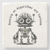 Dome Head Robot - Auf Algorithmen & Sarcasm laufen Steinuntersetzer (Vorderseite)