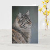 Domestic Cat Art Greeting Card Karte (Gelbe Blume)