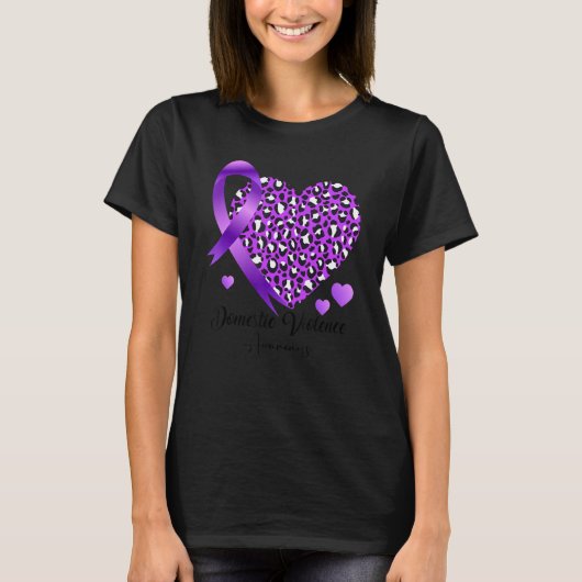 Domestic Violence Awareness Heart Leopard Purple r T-Shirt (Vorderseite)