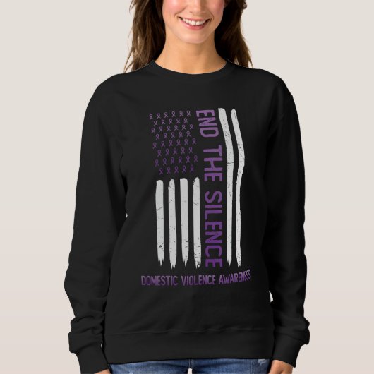 Domestic Violence Awareness Purple USA Flag End Th Sweatshirt (Vorderseite)