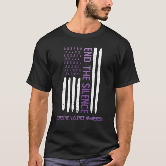 Domestic Violence Awareness Purple USA Flag End Th T-Shirt (Vorderseite)