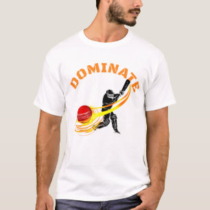 Dominanter Cricket-Sportler-Feuerball-Grafik  T-Shirt