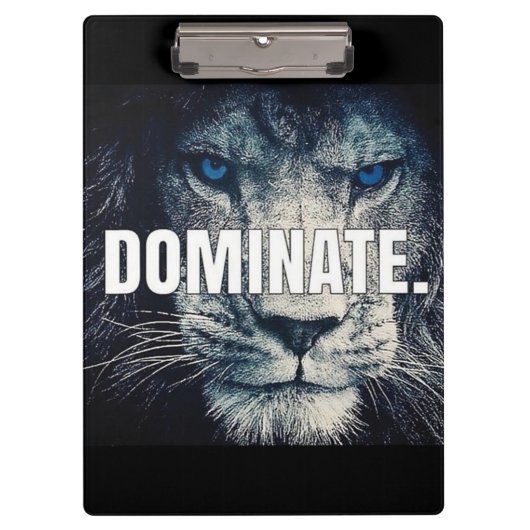 Dominate - Lion Motivierend Klemmbrett (Vorderseite)