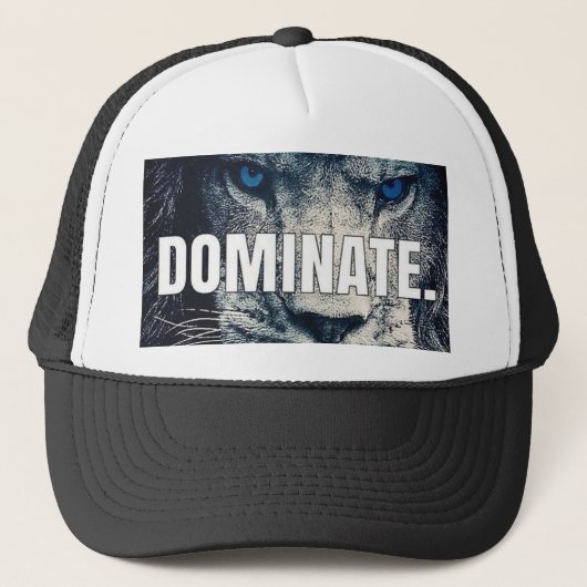 Dominate - Lion Motivierend Truckerkappe (Vorderseite)