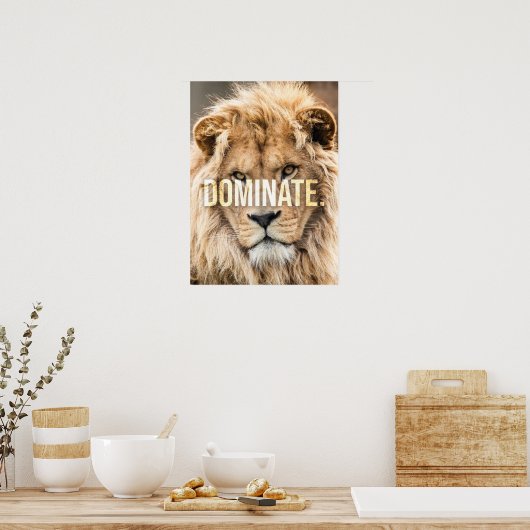 Dominate - Löwe, Erfolg, Unternehmer, Fitness Poster (Küche)