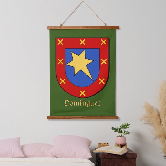 Dominguez Ancestral Heraldic Shield Wandteppich Mit Holzrahmen (Schlafzimmer)