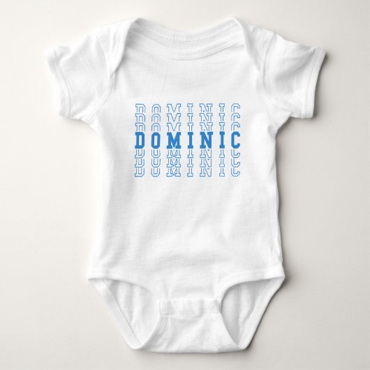 Dominic Blue Personalisiert Repeat Name Baby Strampler (Vorderseite)