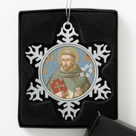 Dominic de Guzman (BK 011) Schneeflocken Zinn-Ornament (Box)