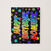 "DOMINIC" First Name, Fun "HAPPY BIRTHDAY" Puzzle (Vertikal)