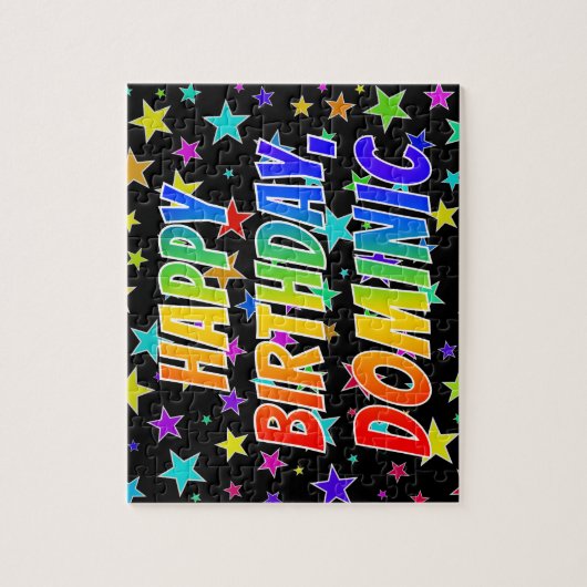 "DOMINIC" First Name, Fun "HAPPY BIRTHDAY" Puzzle (Vertikal)