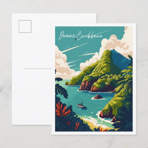 Dominic karibische Vintage-Reiseillustration Postkarte