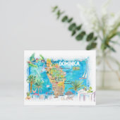 Dominica Antilles Illustrierte Reisekarte Postkarte (Stehend Vorderseite)