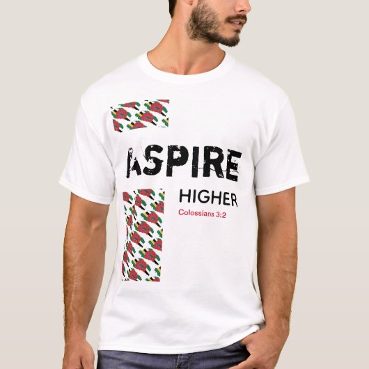 Dominica ASPIRE HIGHER Christliche Schrift T-Shirt (Vorderseite)