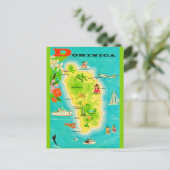 Dominica Caribbean Island Map Postcard Postkarte (Stehend Vorderseite)