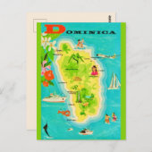 Dominica Caribbean Island Map Postcard Postkarte (Vorne/Hinten)