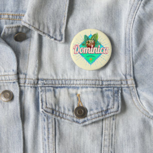 Dominica Caribbean Retro Vacation Vintage Insel Button