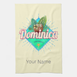 Dominica Caribbean Retro Vacation Vintage Insel Geschirrtuch