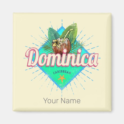 Dominica Caribbean Retro Vacation Vintage Insel Magnet (Vorne)