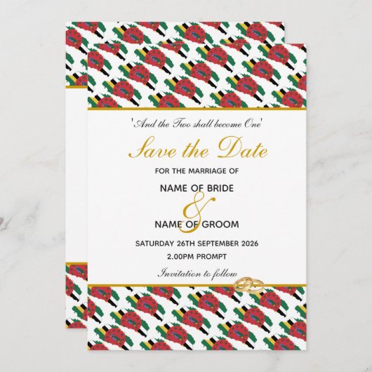 DOMINICA Christliche Hochzeitsfeier Save The Date (Vorne/Hinten)