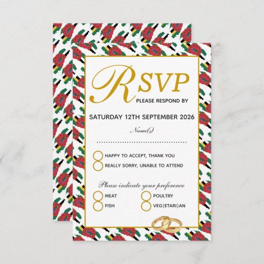 DOMINICA Custom Wedding UAWG Response Card RSVP Karte (Vorne/Hinten)