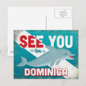 Dominica Dolphin - Retro Vintage Travel Postkarte (Vorne/Hinten)