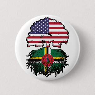 Dominica Dominican American USA Tree Roots Flag Button