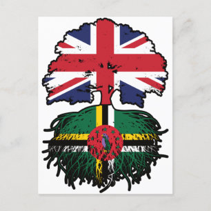 Dominica Dominican British UK Tree Roots Flag Postkarte