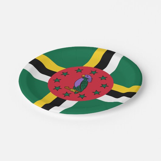 Dominica-Fahne Pappteller (Schrägansicht)