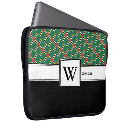 DOMINICA FLAG Christlich Scripting Laptop Monogram Laptopschutzhülle (Vorne Rechts)