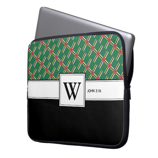 DOMINICA FLAG Christlich Scripting Laptop Monogram Laptopschutzhülle (Vorderseite Links)