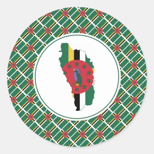 DOMINICA FLAG Dominikanische Karte Stilvoll Patrio Runder Aufkleber (Vorderseite)