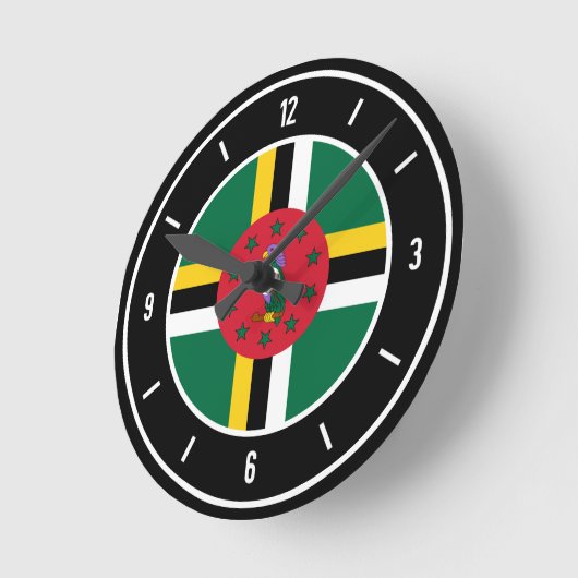 Dominica Flag Elegant Runde Wanduhr (Winkel)