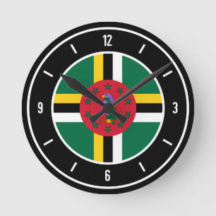 Dominica Flag Elegant Runde Wanduhr
