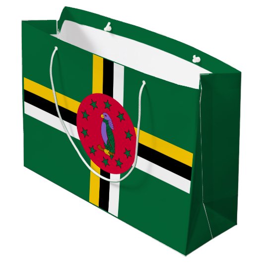 Dominica Flag Große Geschenktüte (Rückseite Schrägansicht)