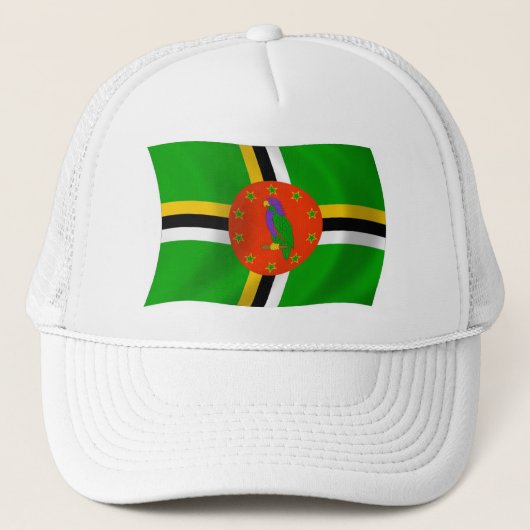Dominica Flag Hat Truckerkappe (Vorderseite)